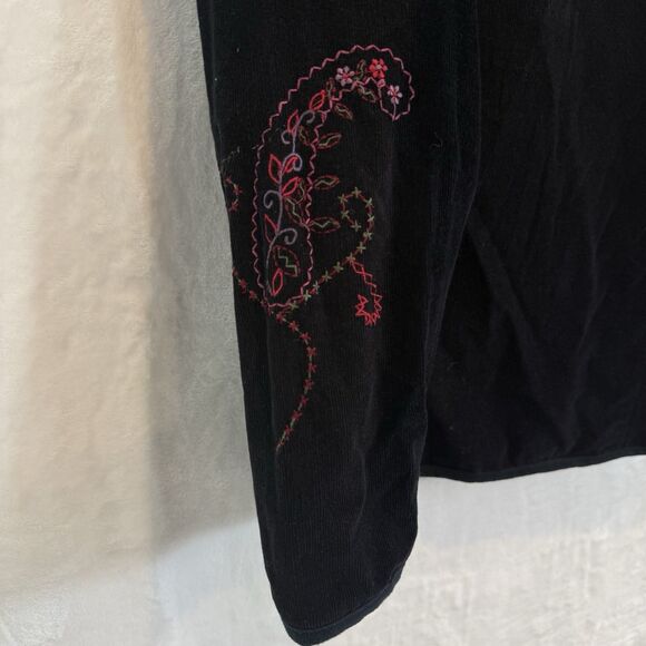 VTG Corduroy Jacket Black Grandma Embroidered Floral Boho Hippie 90s y2k - Picture 11 of 11